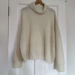 Falls Creek Women's Knit Ivory Pullover Turtleneck Sweater Cottagecore Cozy 2X